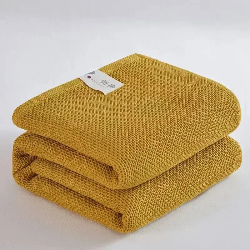 Japanese-Style Waffle Cotton Throw Blanket