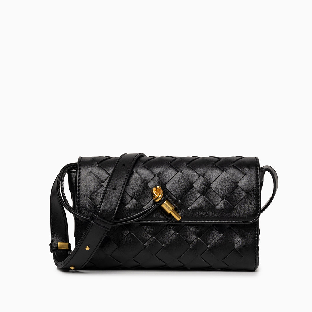 Petit sac bandoulière tissé main en similicuir