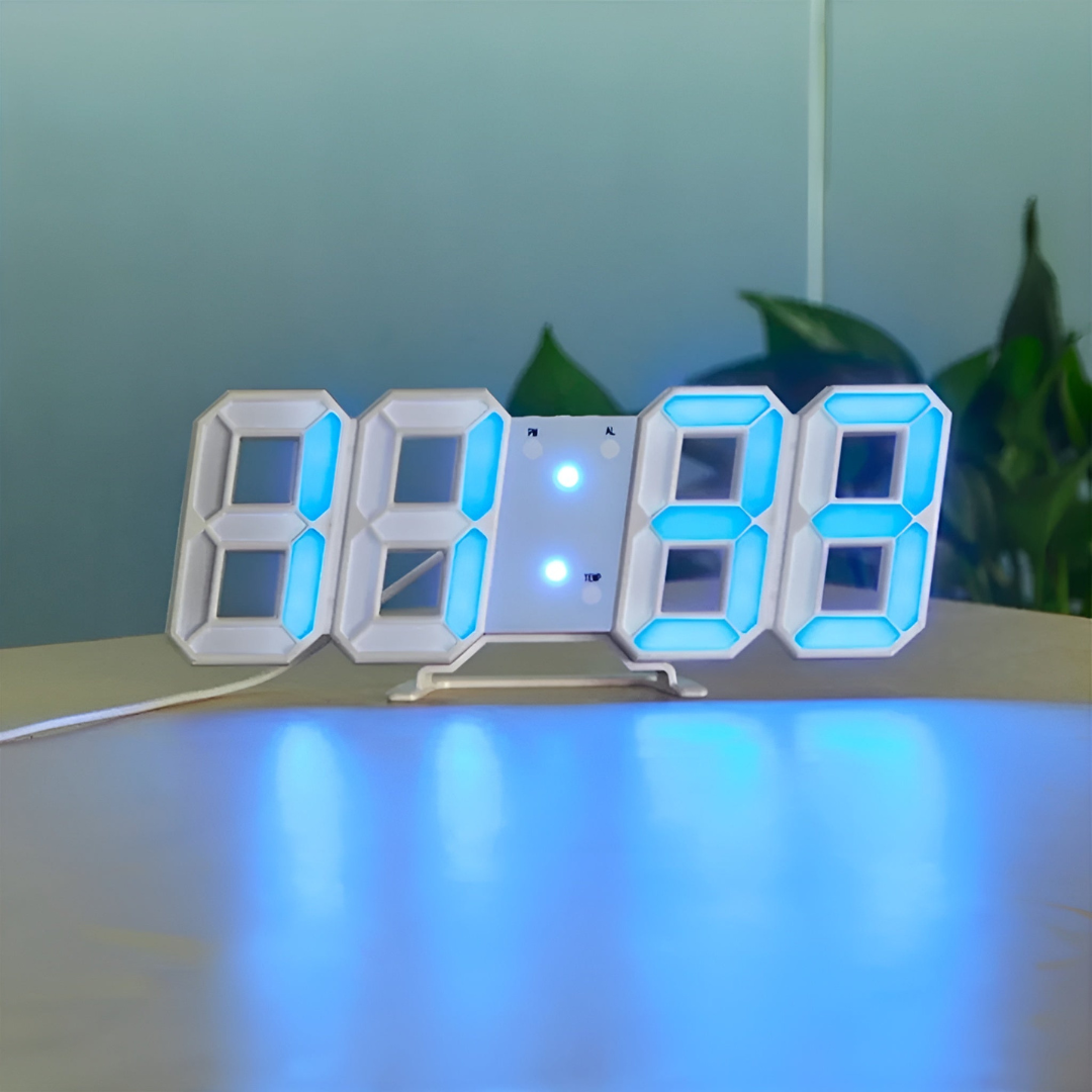 Digital LED Wall Clock with 3D Effect