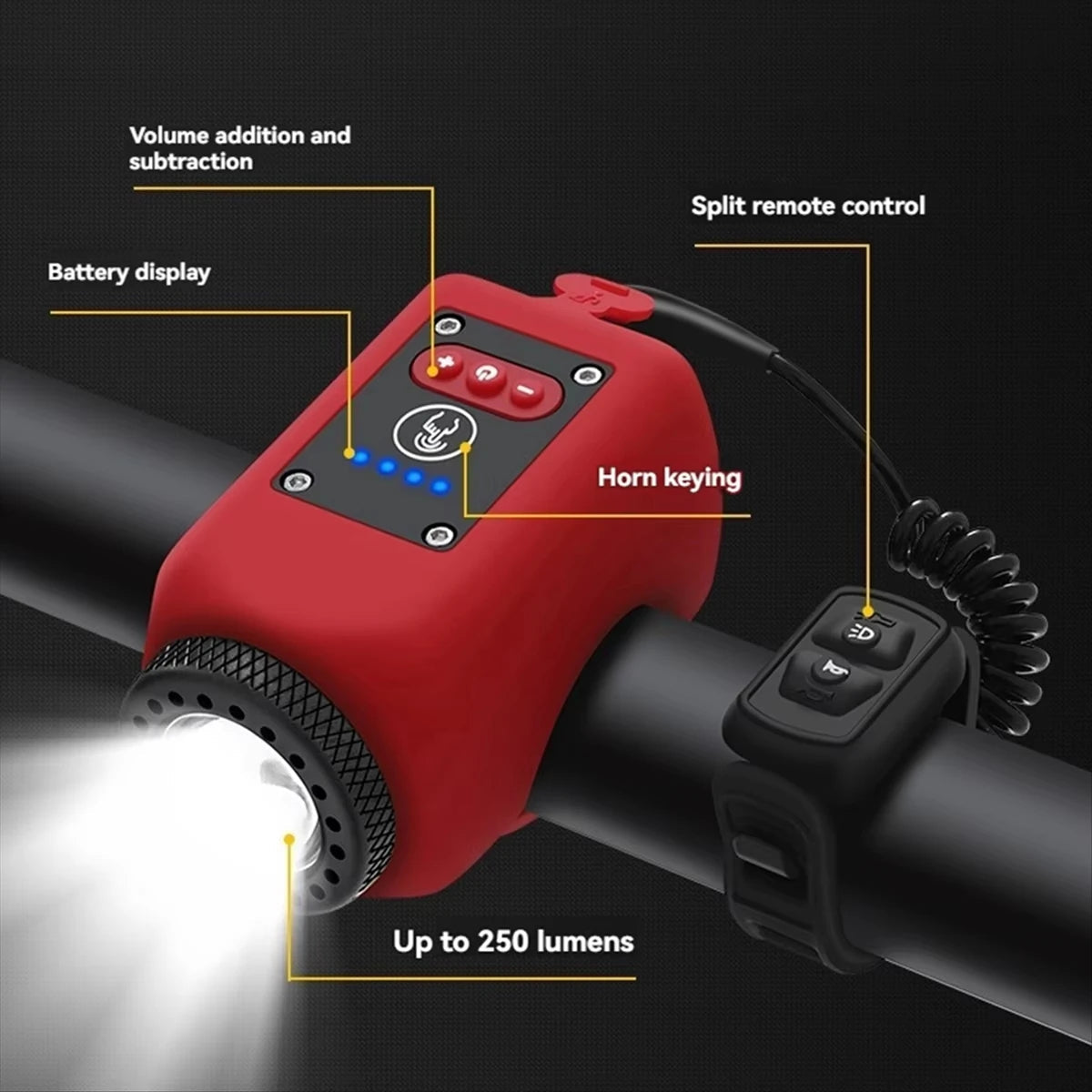Klaxon et Phare Avant Électrique pour Vélo