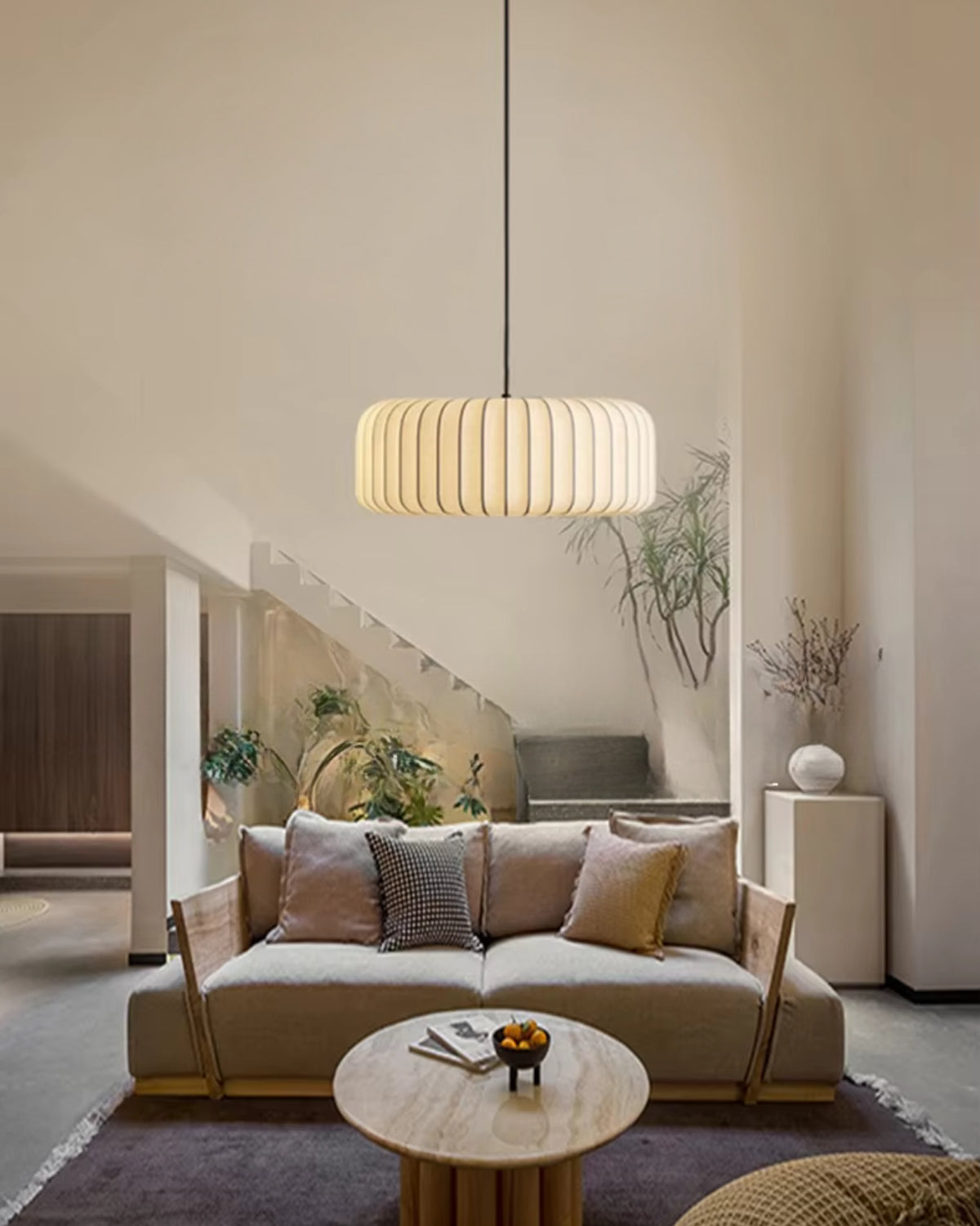 Suspension abat-jour en tissu fait main, minimaliste