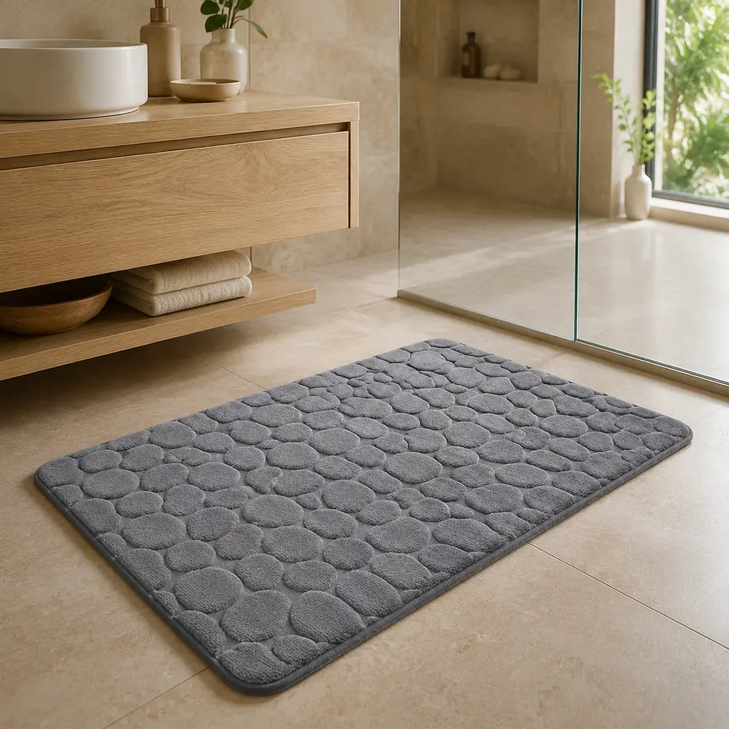 Tapis de bain antidérapant à séchage rapide, relief 3D