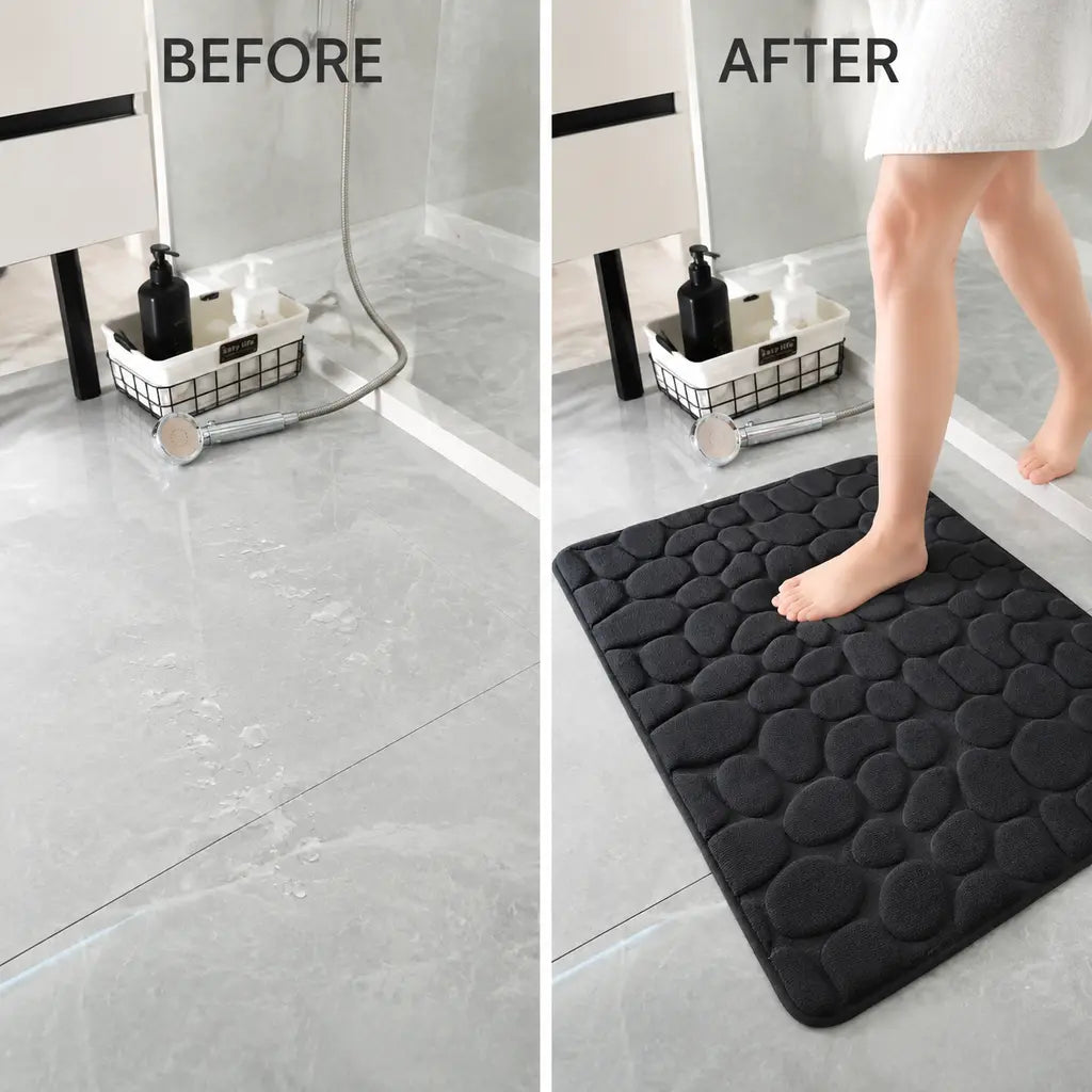 Tapis de bain antidérapant à séchage rapide, relief 3D