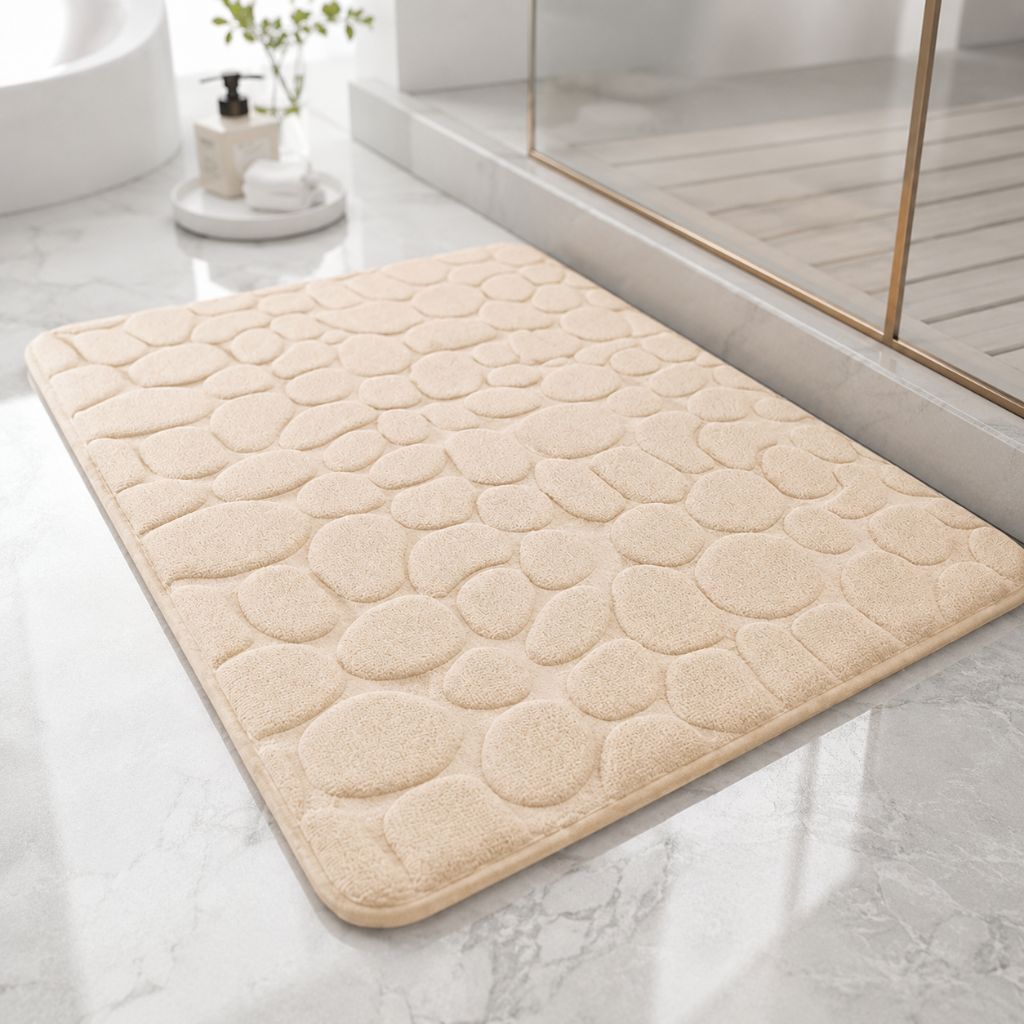 Tapis de bain antidérapant à séchage rapide, relief 3D