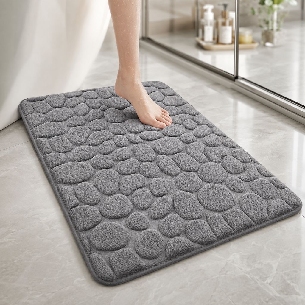 Tapis de bain antidérapant à séchage rapide, relief 3D