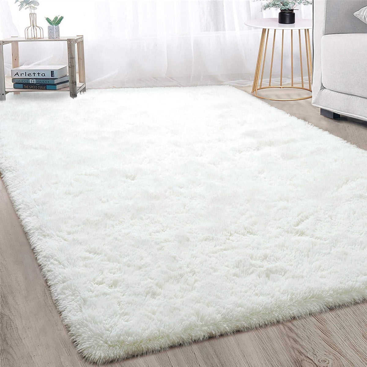 Extra Large Cream White Shag Rug 200 x 300 cm