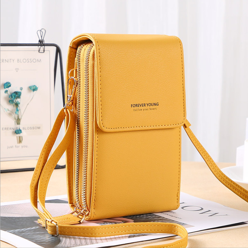 Sac bandoulière pour téléphone avec fenêtre tactile