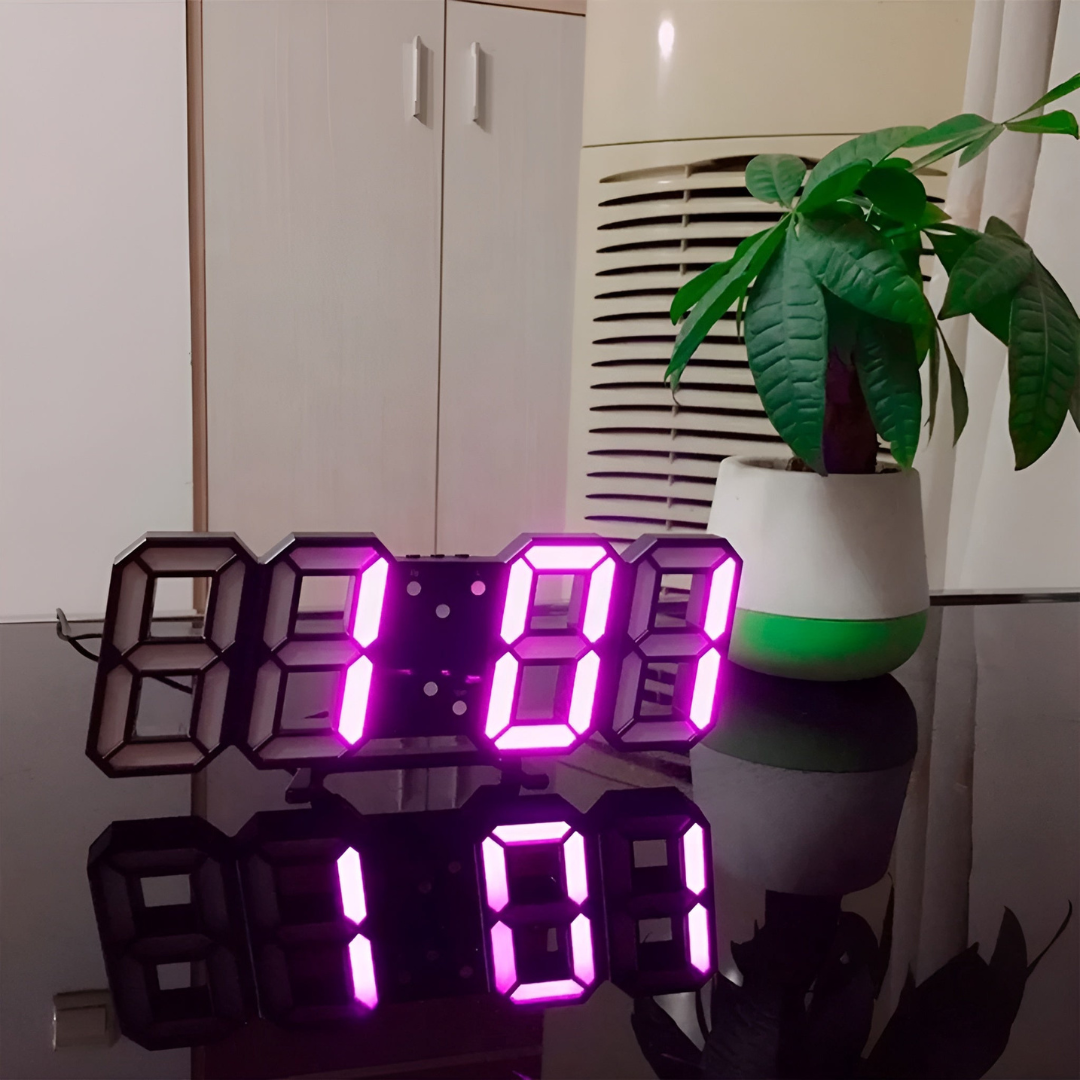 Digital LED Wall Clock with 3D Effect