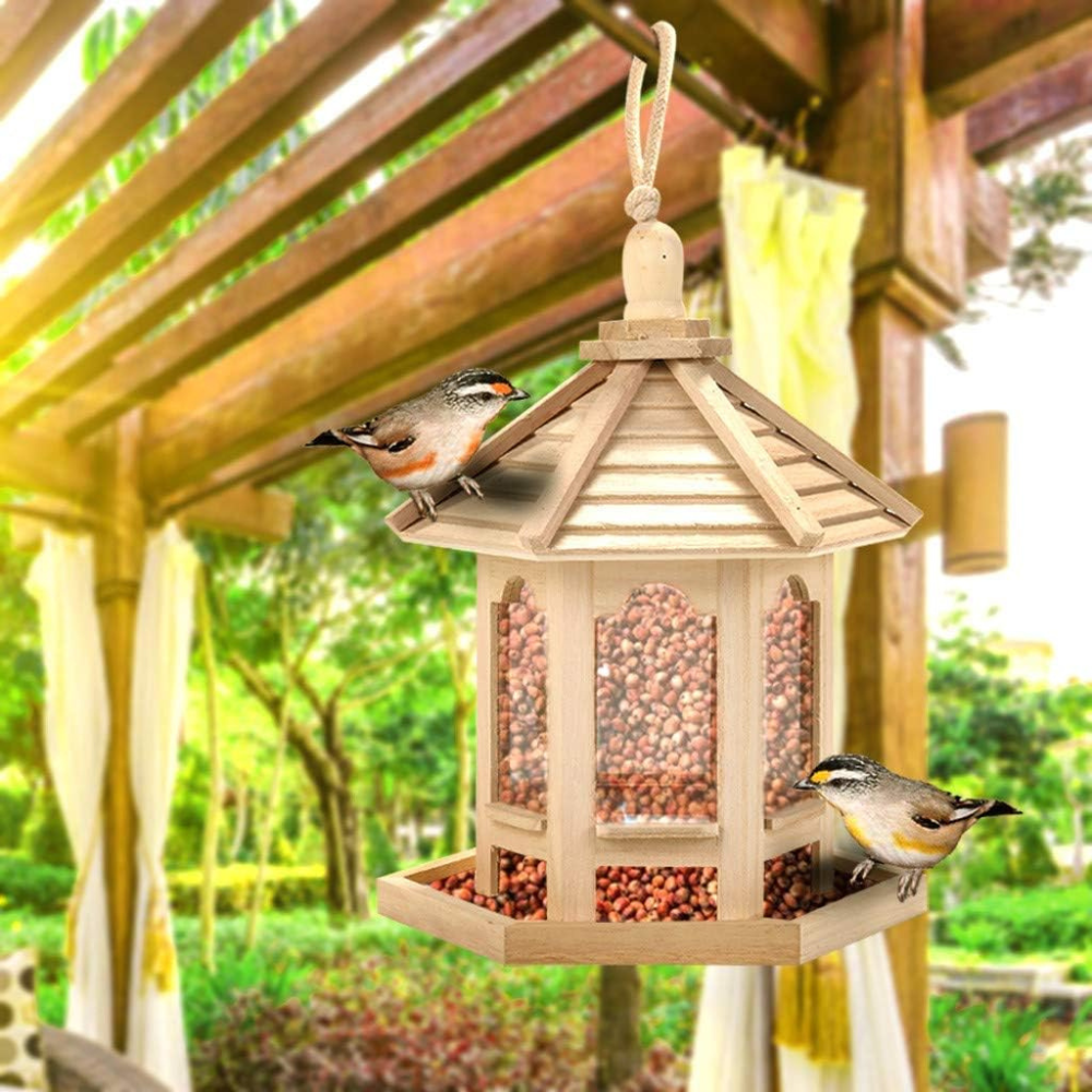 Mangeoire à Oiseaux en Bois et Verre