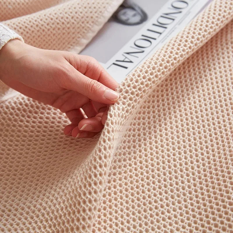 Japanese-Style Waffle Cotton Throw Blanket