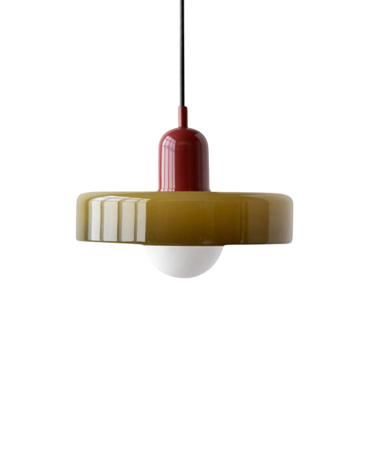 Suspension en verre bicolore, lumière chaude