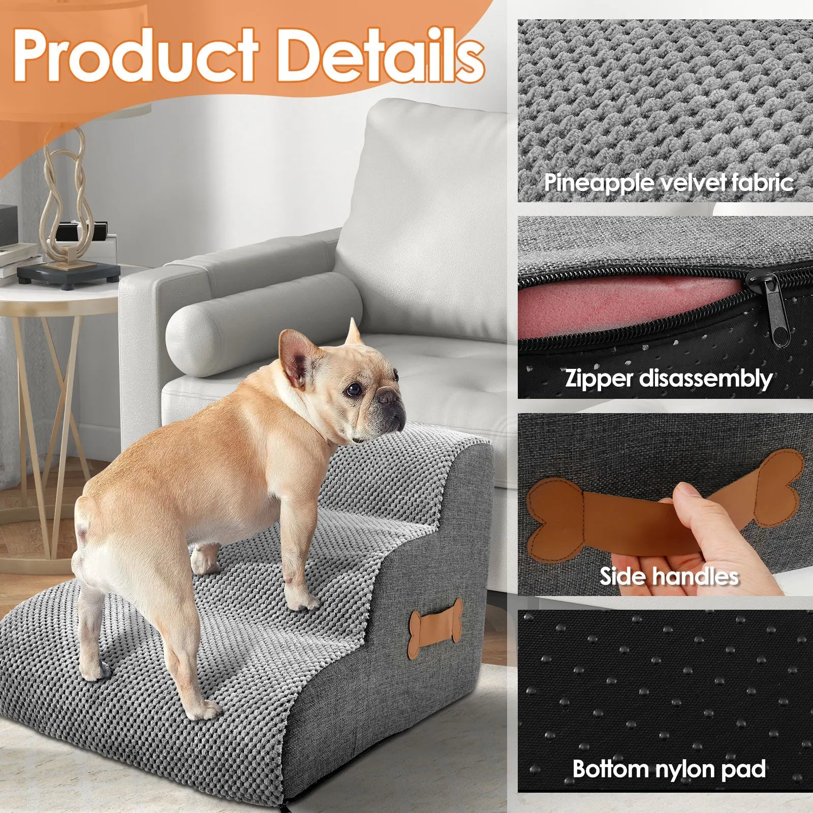 Escalier pour chien, accès lit et canapé en mousse