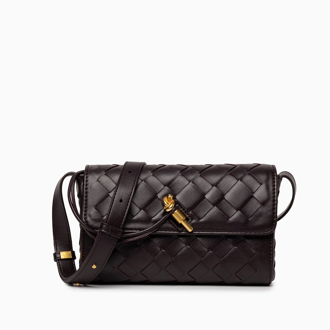 Petit sac bandoulière tissé main en similicuir