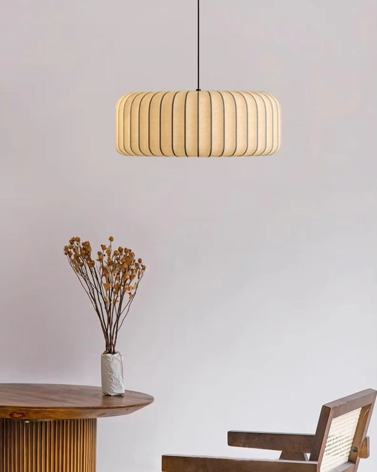Suspension abat-jour en tissu fait main, minimaliste