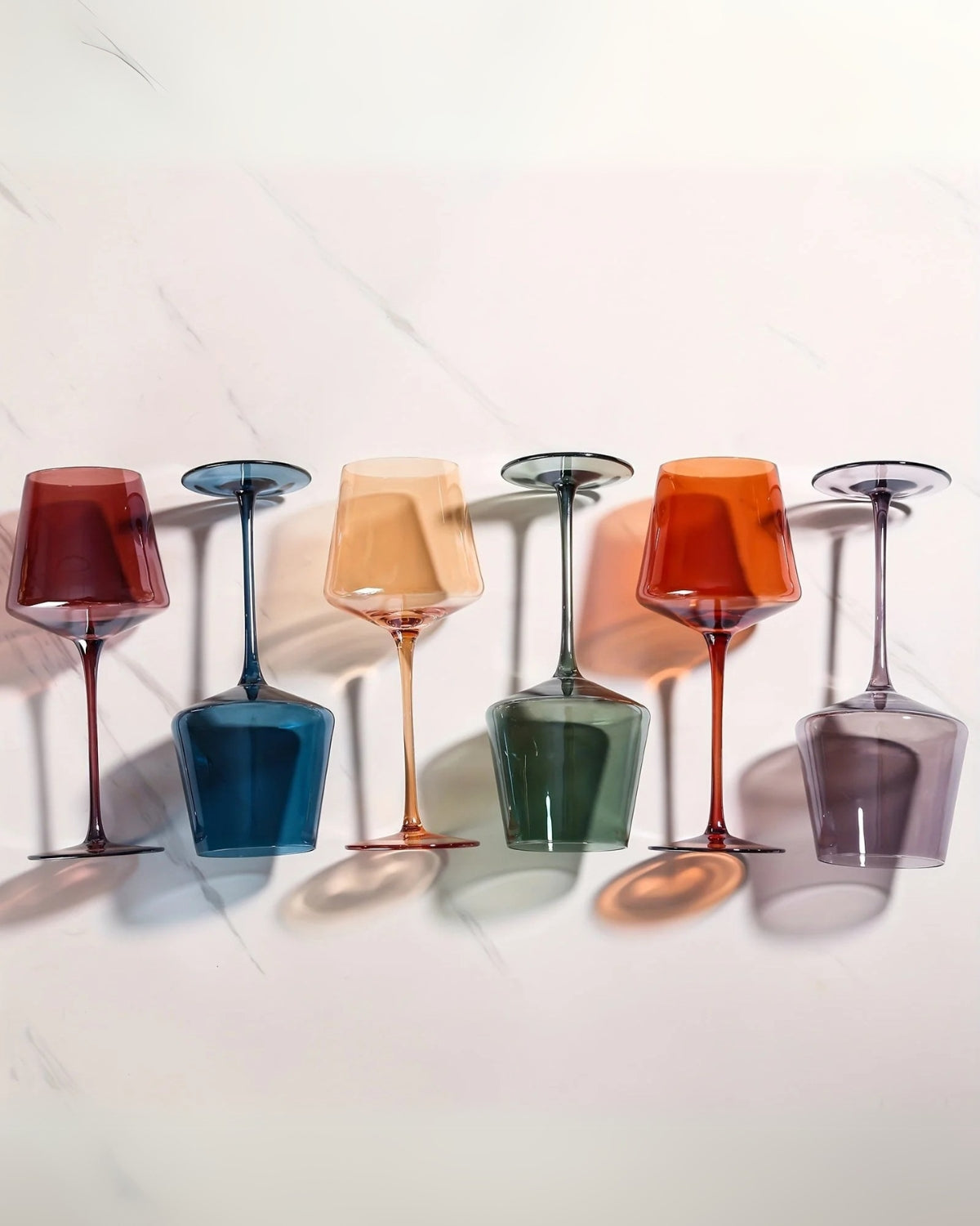 Set de 6 verres à vin colorés soufflés à la main