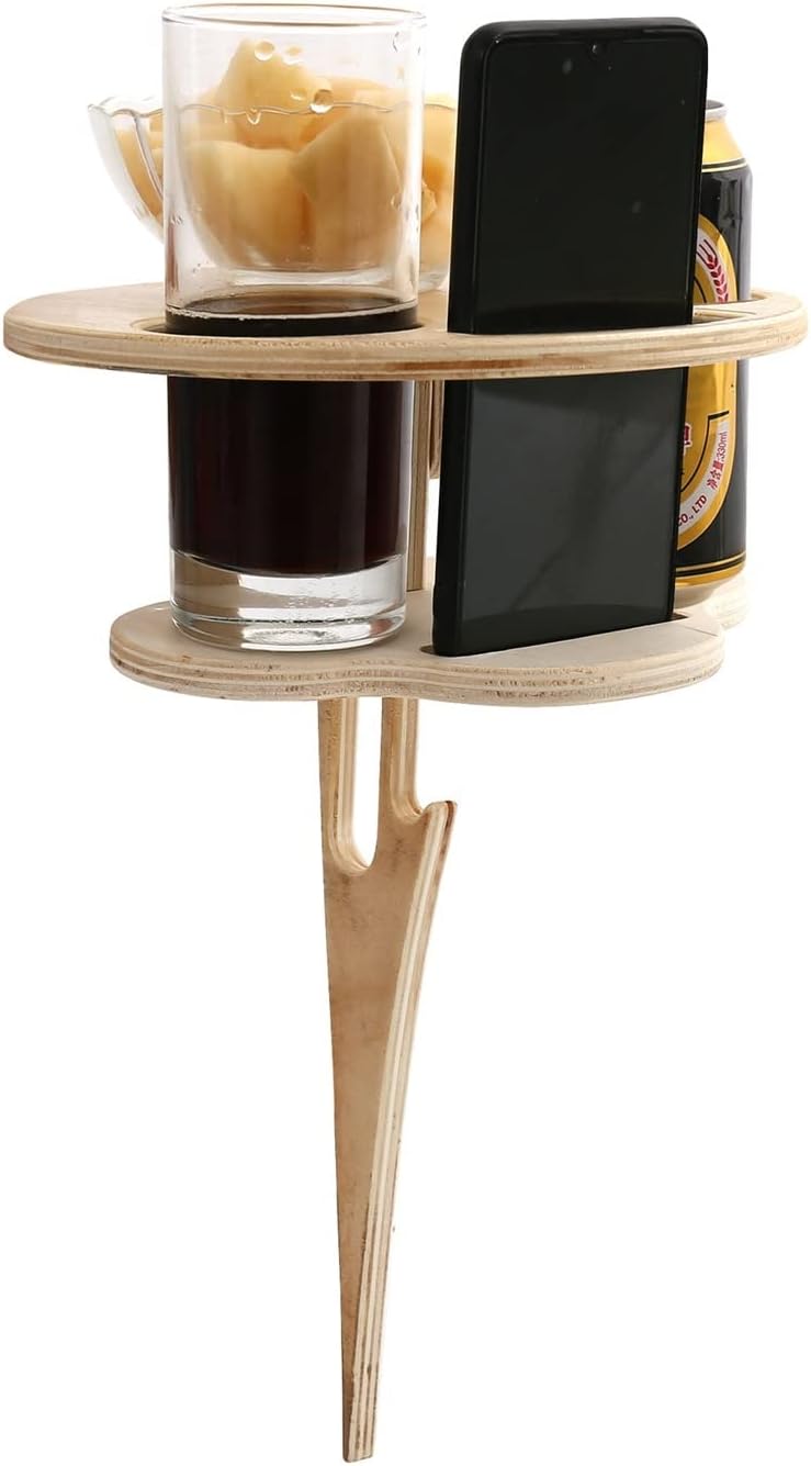 WineGlow - Table à Vin Portable Double Plateau
