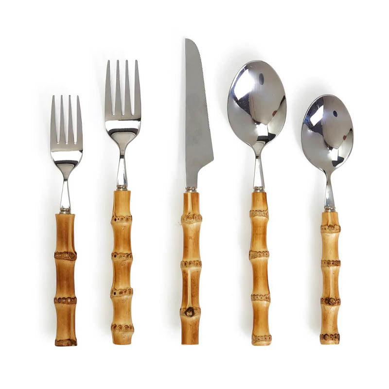 Amber Bamboo Steel Cutlery Set 18/10, 20 to 60 Pieces