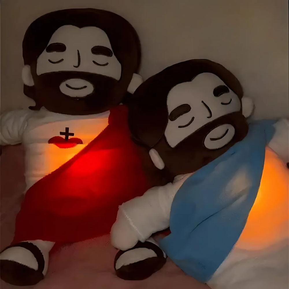 Peluche Jésus animée : respiration, lumière et musique