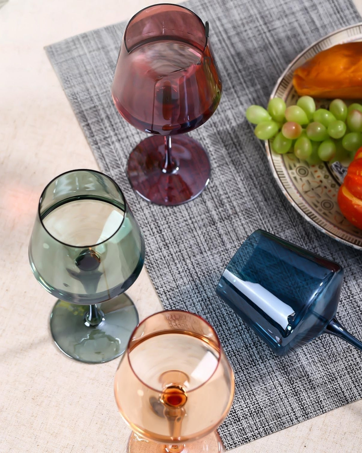 Set de 6 verres à vin colorés soufflés à la main