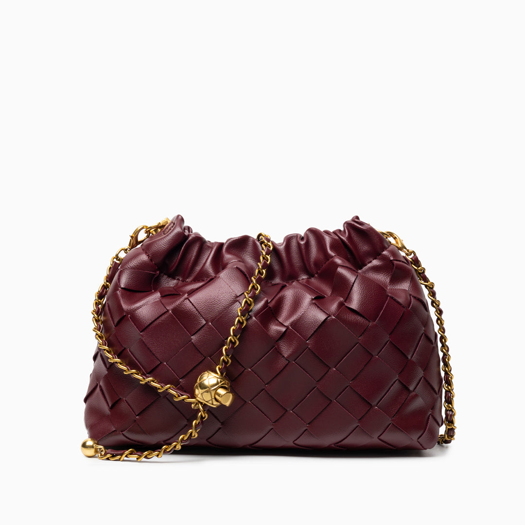 Sac épaule nuage tressé, bandoulière dorée tressée