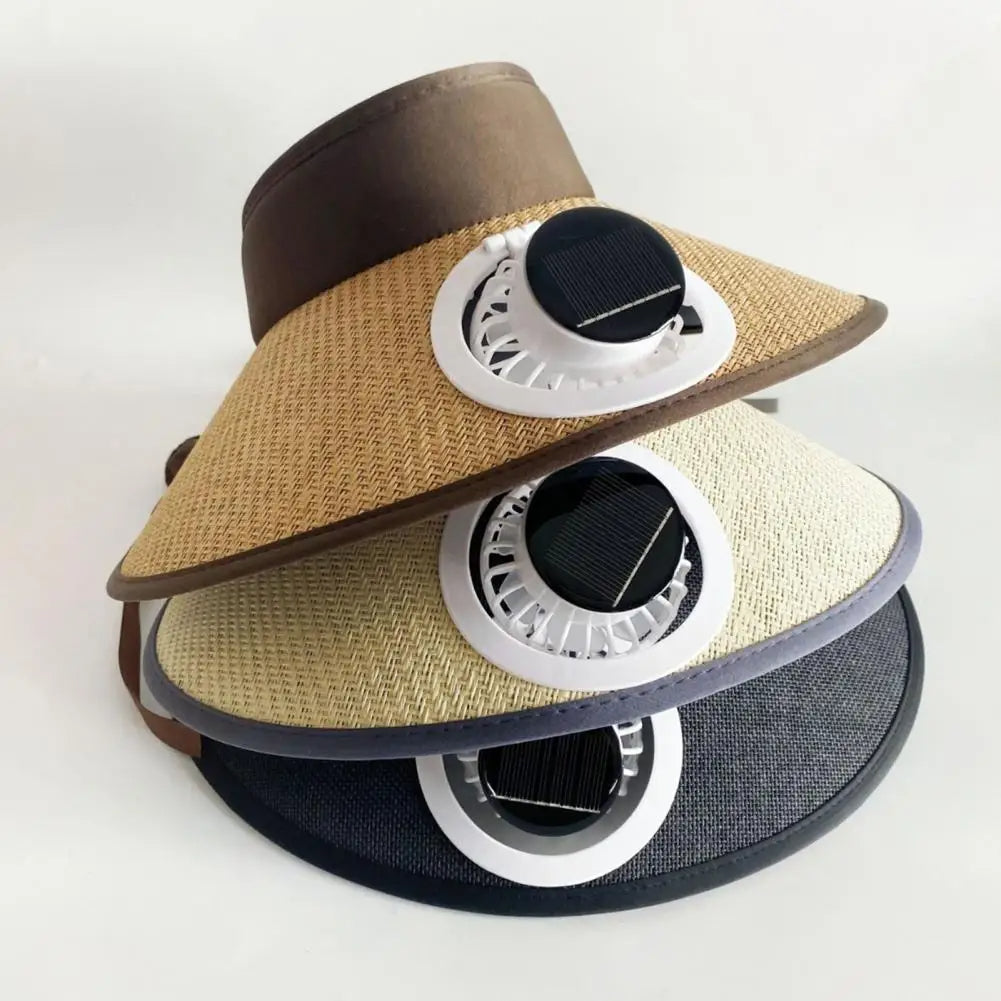 Wide-Brim Sun Hat with Solar Fan