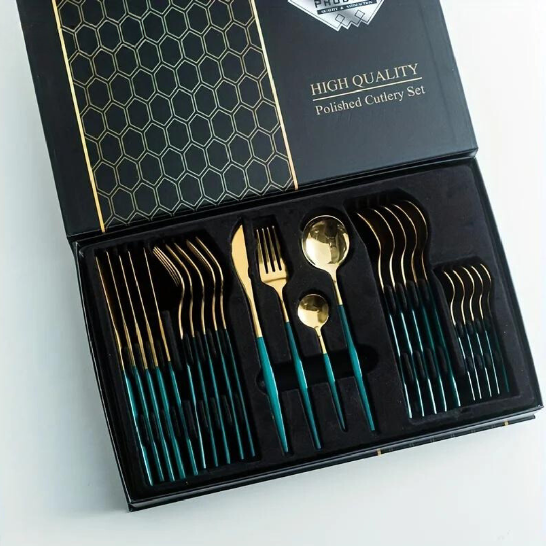 Ménagère Festive 24 Pièces en Acier Inoxydable