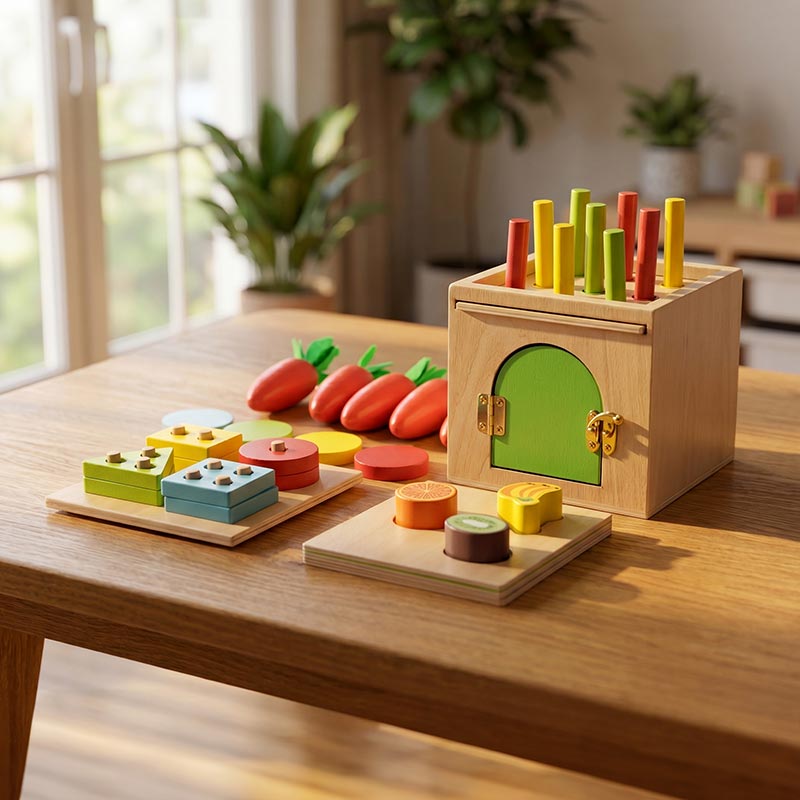 Boîte de tri en bois 6 en 1 avec 29 pièces
