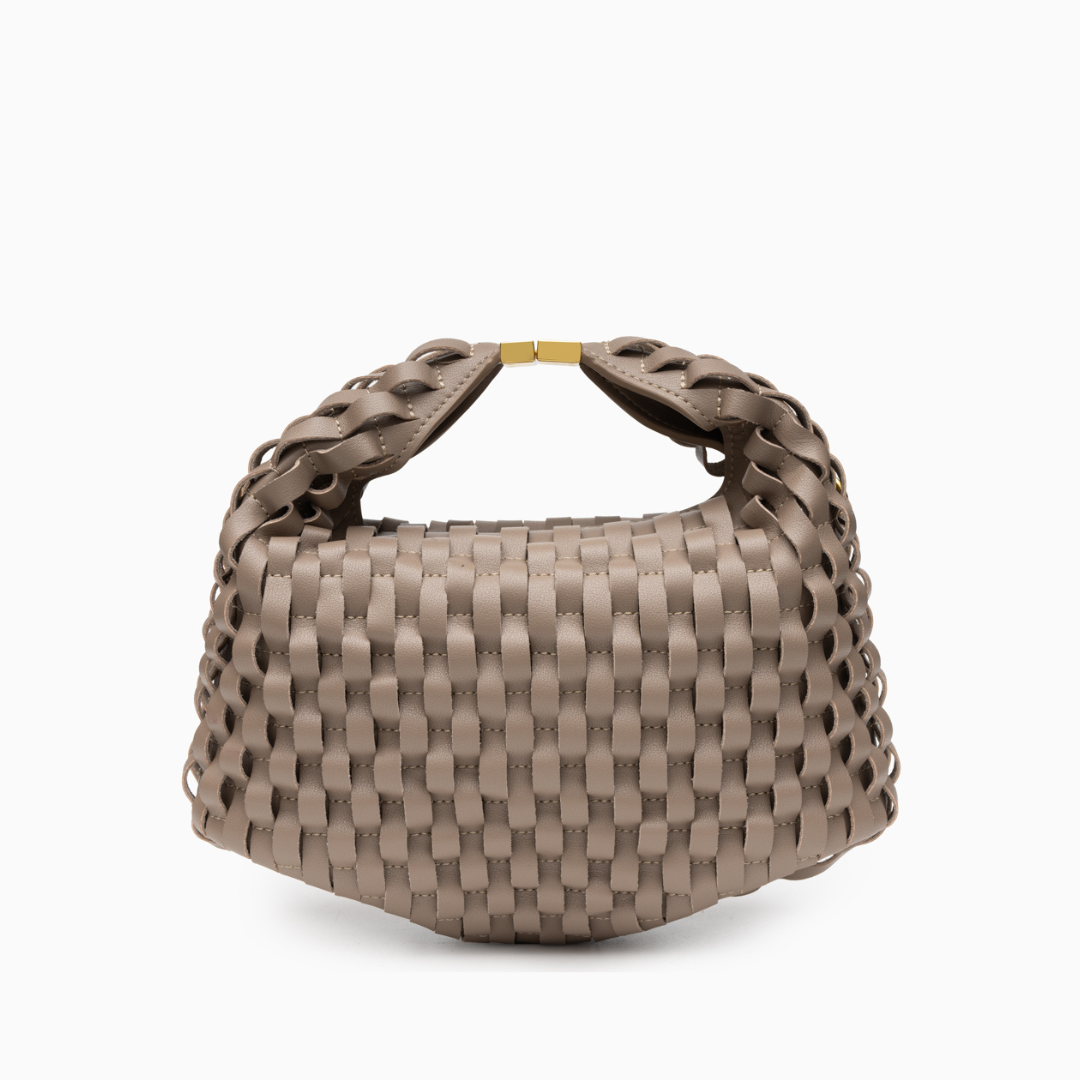 Sac à main en cuir véritable au design entrelacé