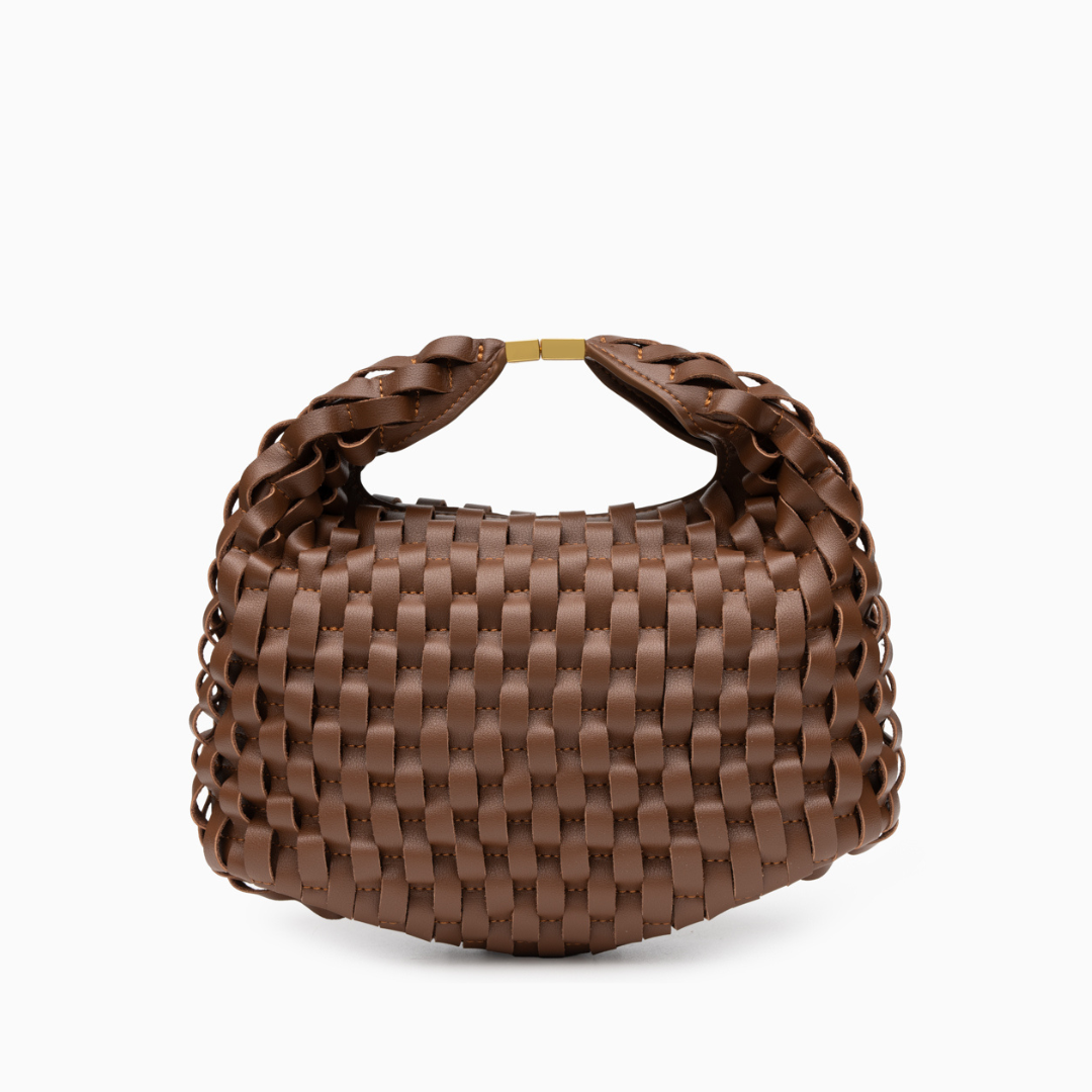 Sac à main en cuir véritable au design entrelacé