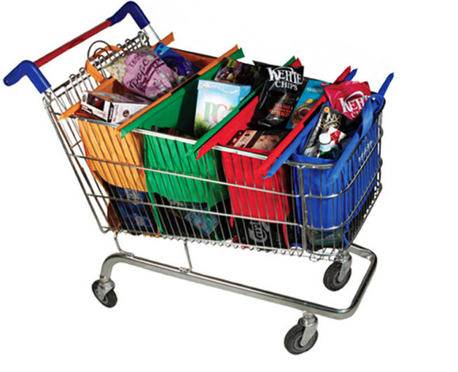 Sacs de courses réutilisables pour chariot, lot de 4