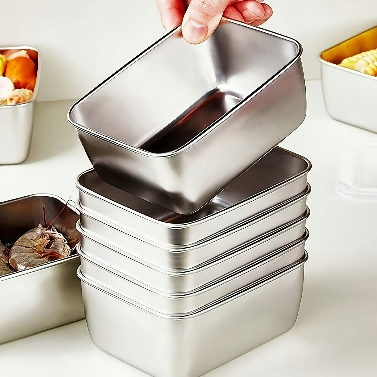 7-Piece Stackable Stainless Steel Food Storage Set