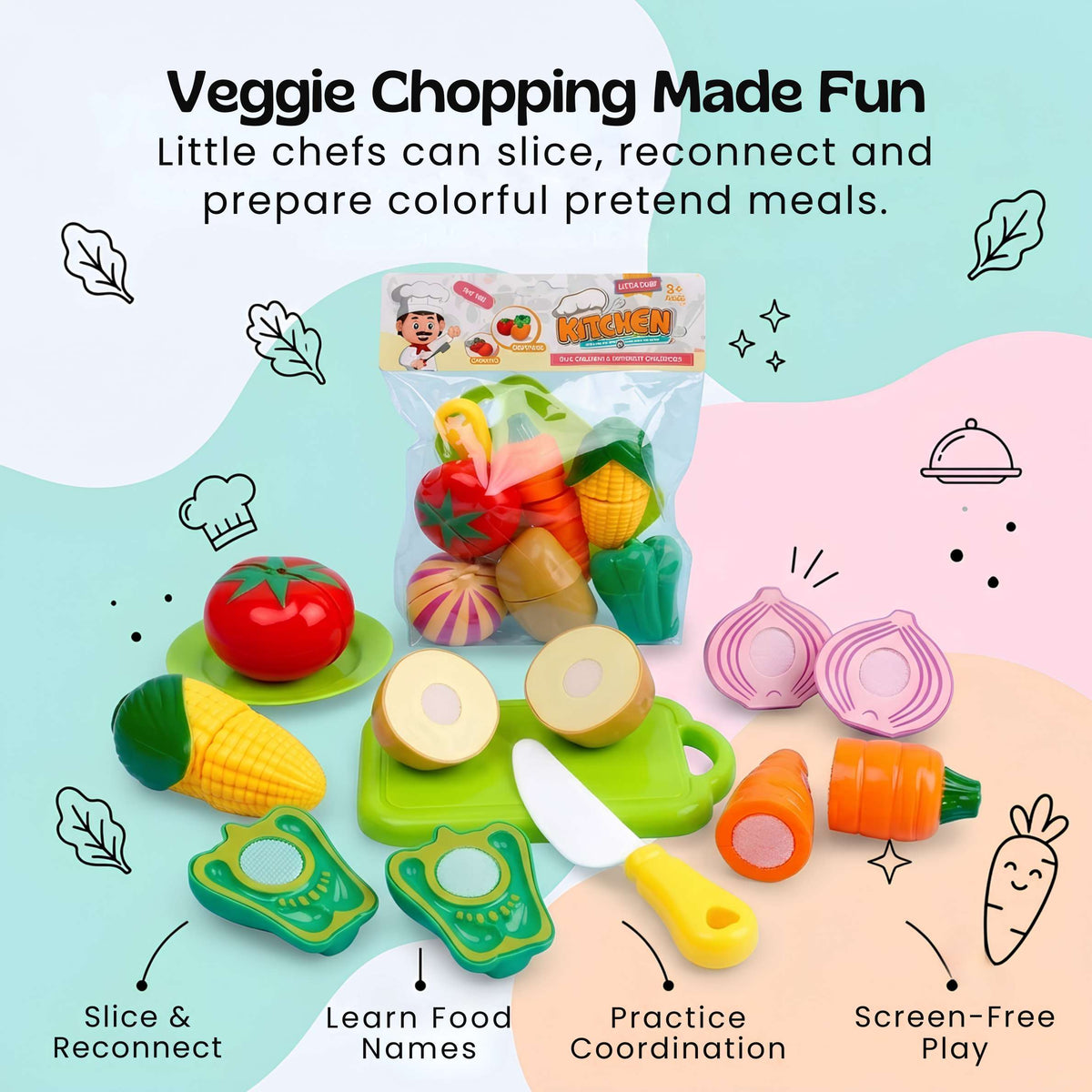 Dinette à découper, fruits et légumes à trancher