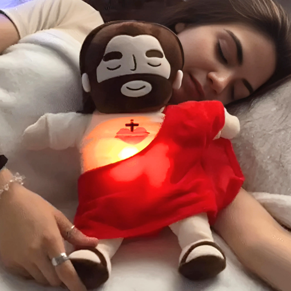 Peluche Jésus animée : respiration, lumière et musique
