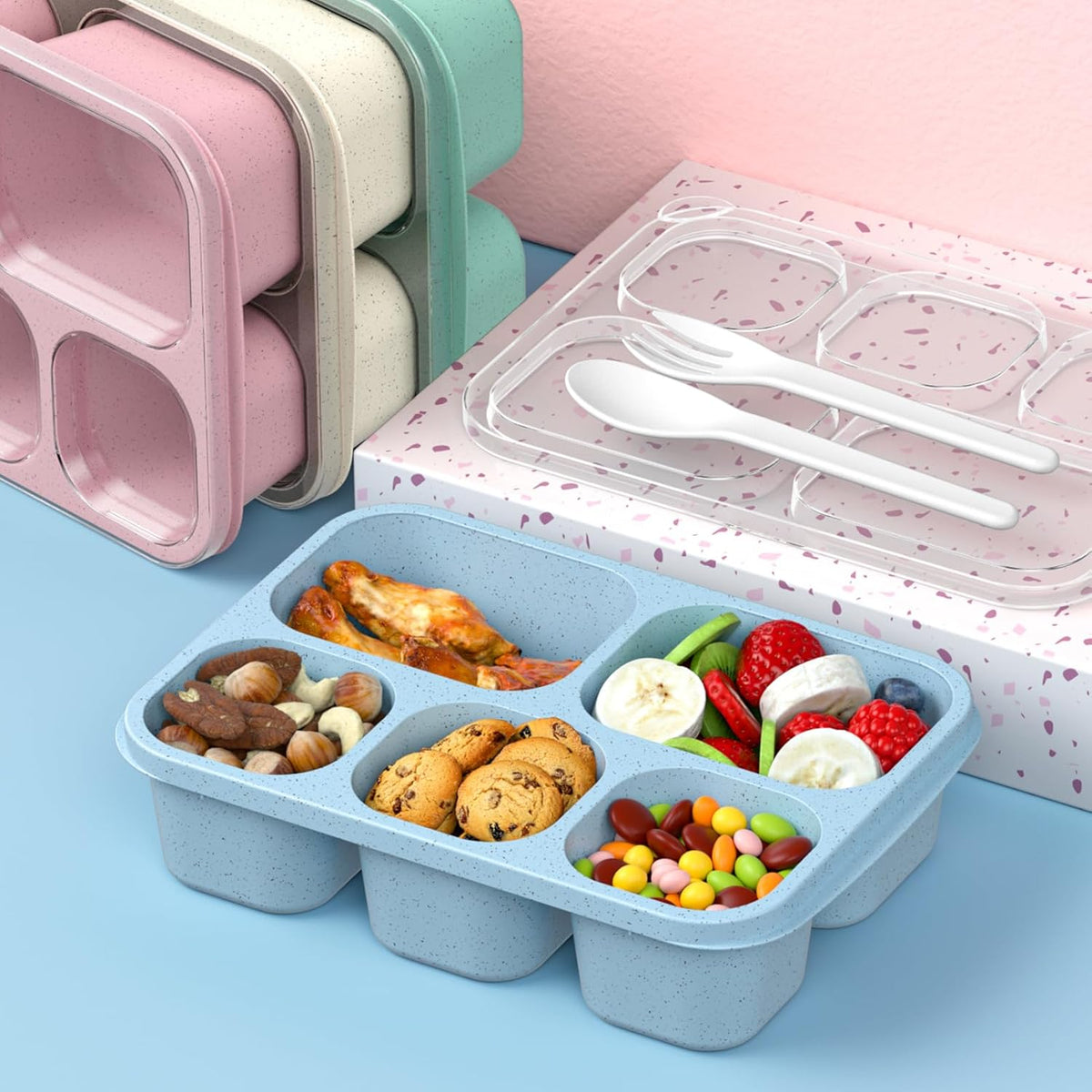BentoBox - Set de 4 Lunch Box à 5 Compartiments