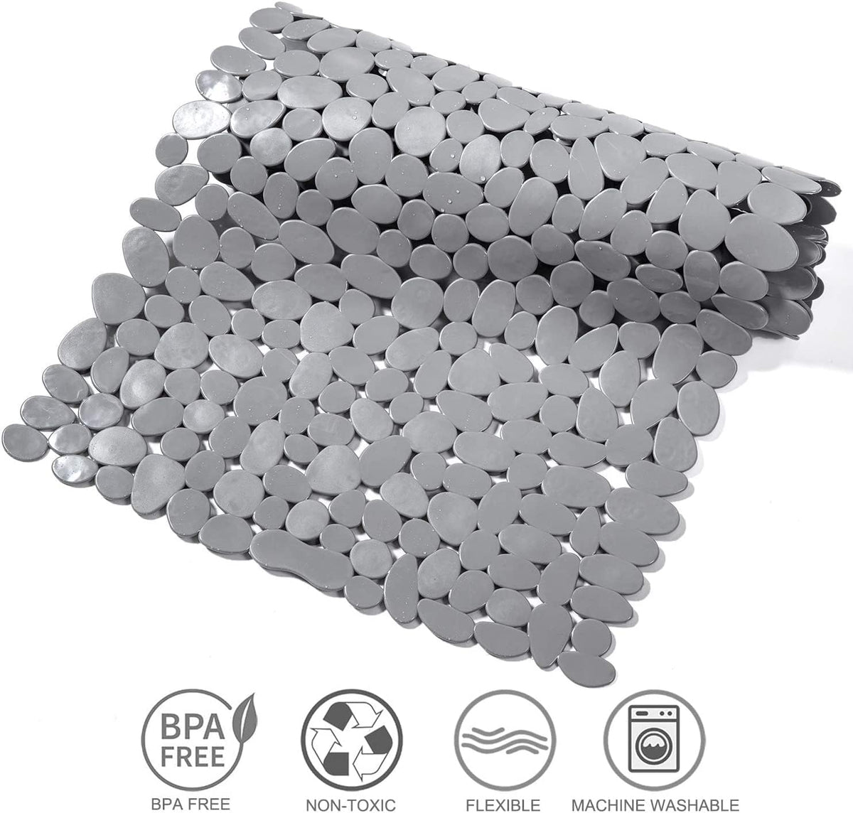 Pebble-Effect PVC Shower Mat, 88 × 40 cm