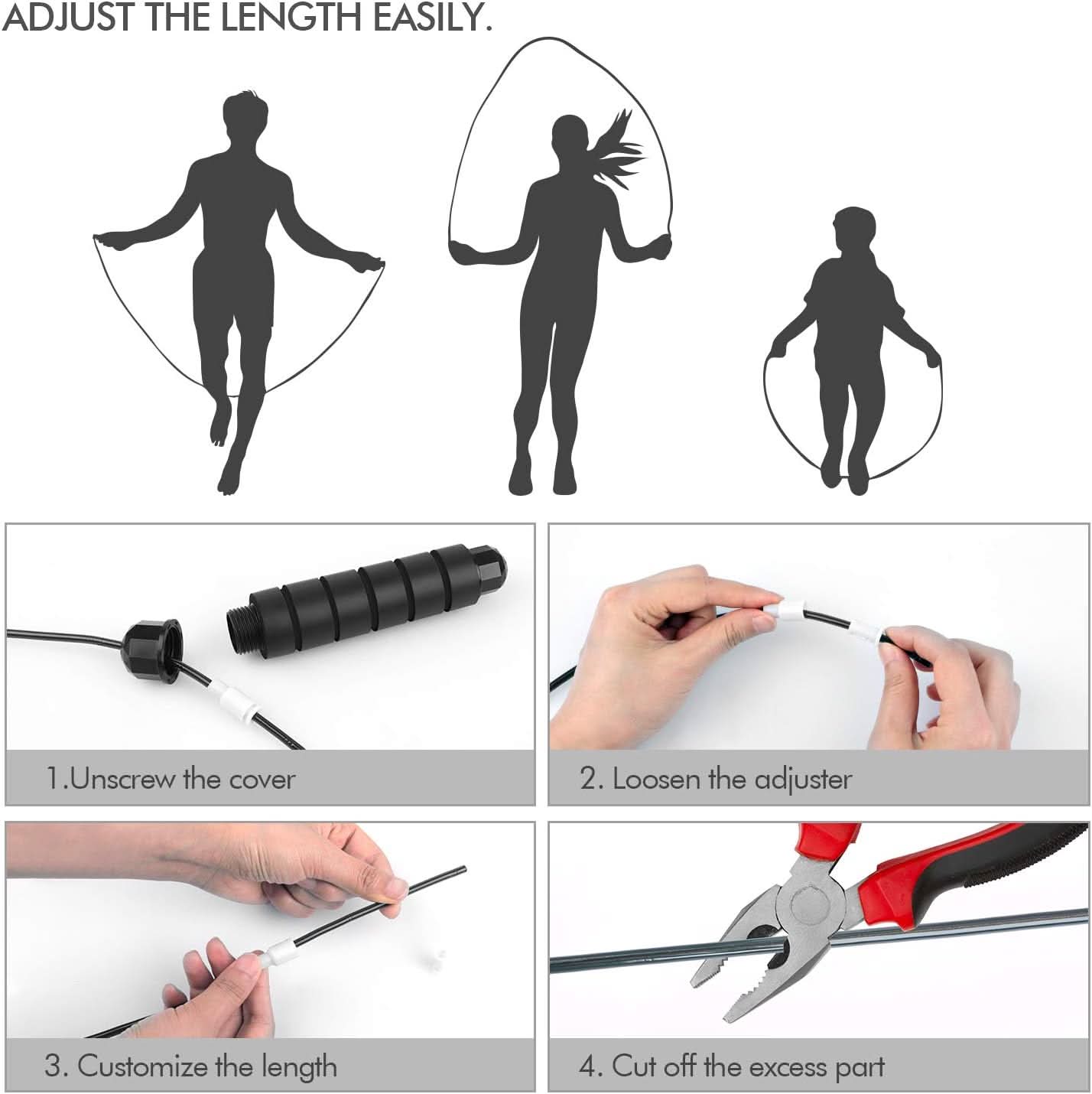 Shouldercup Corde à Sauter Anti-Emmêlement Réglable