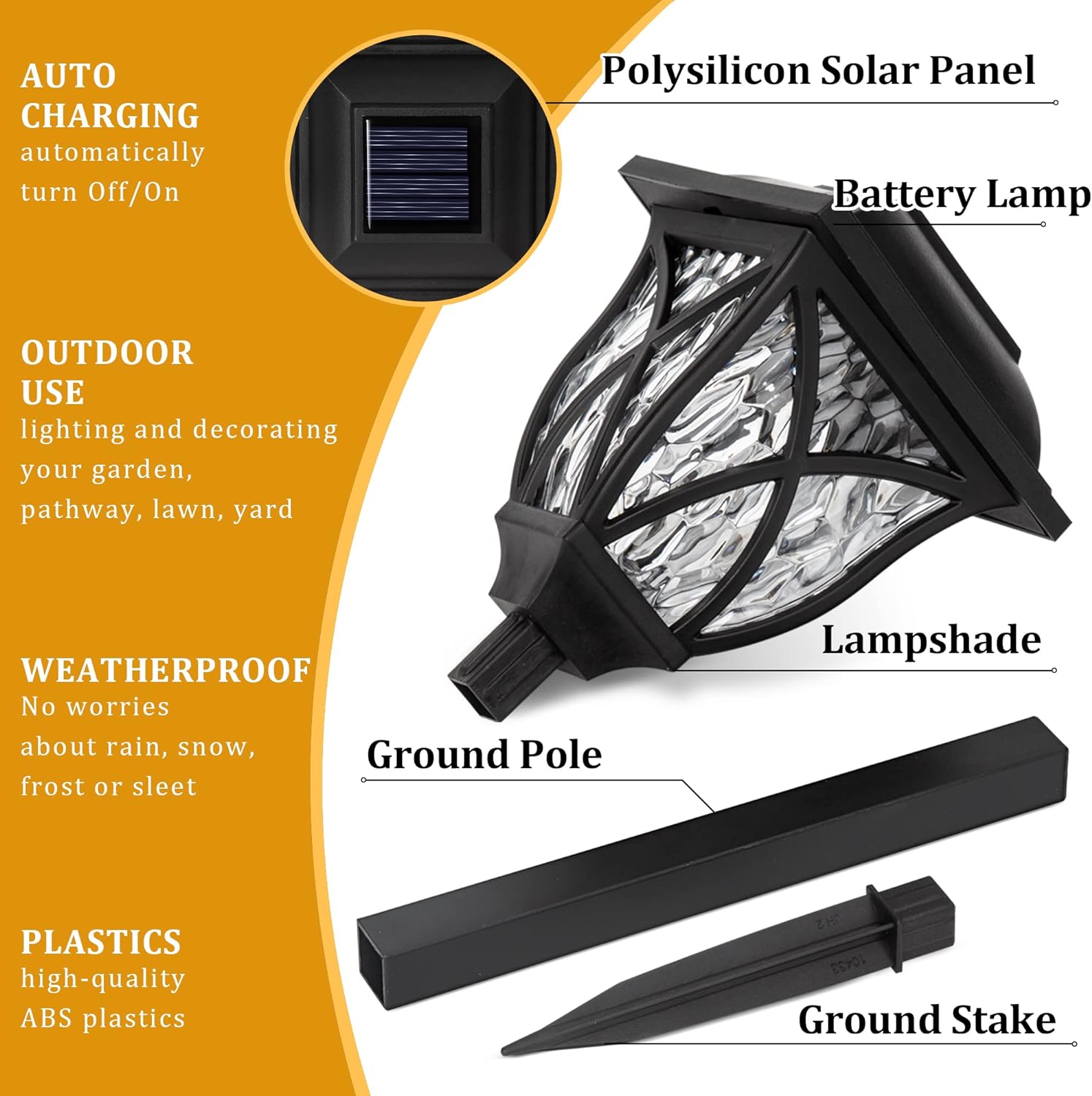 Lampes Solaires LED d'Allée - Lot de 6