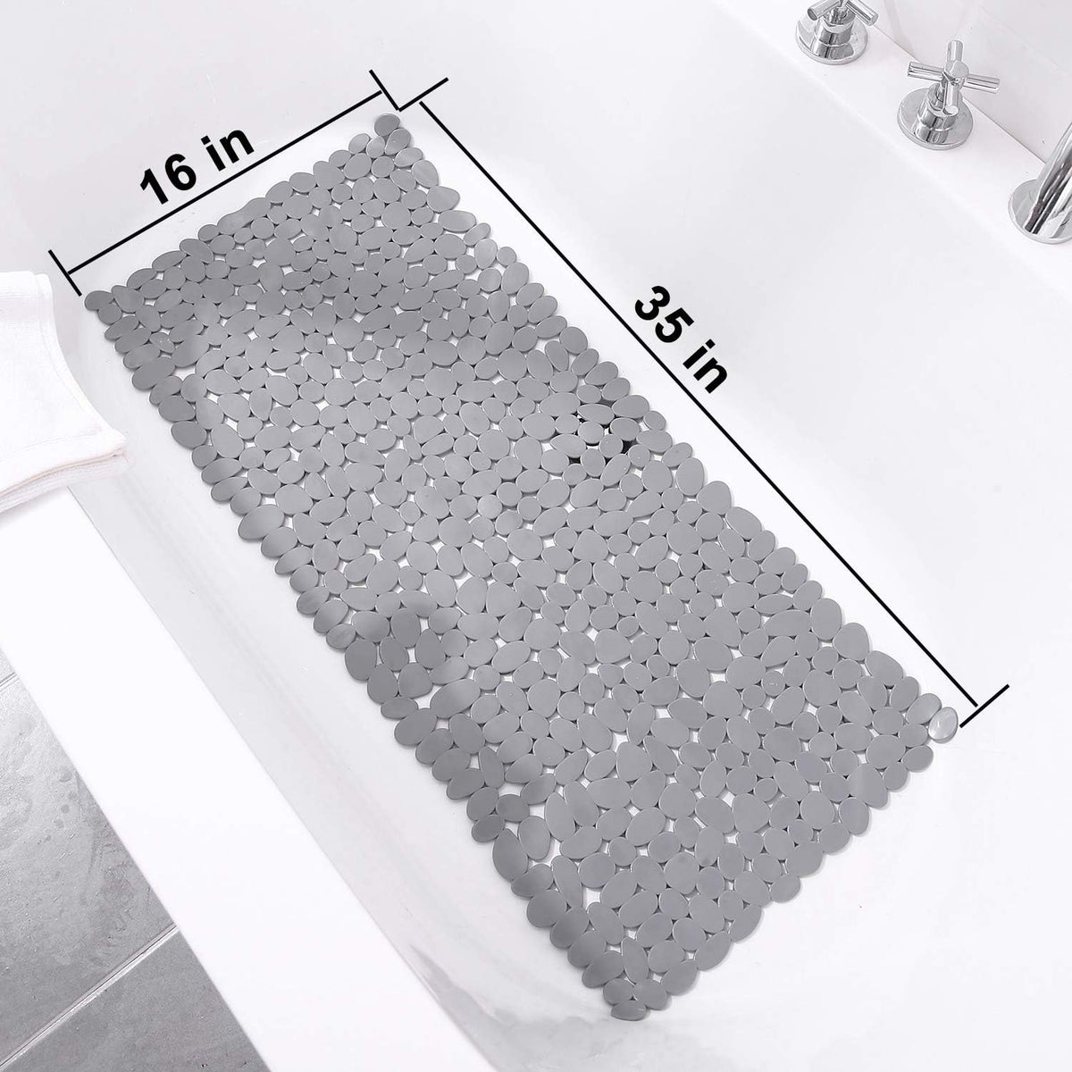Pebble-Effect PVC Shower Mat, 88 × 40 cm