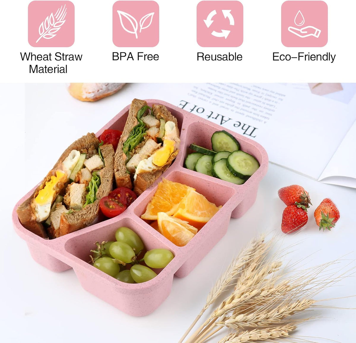 BentoBox - 4 Boîtes Repas à 4 Compartiments