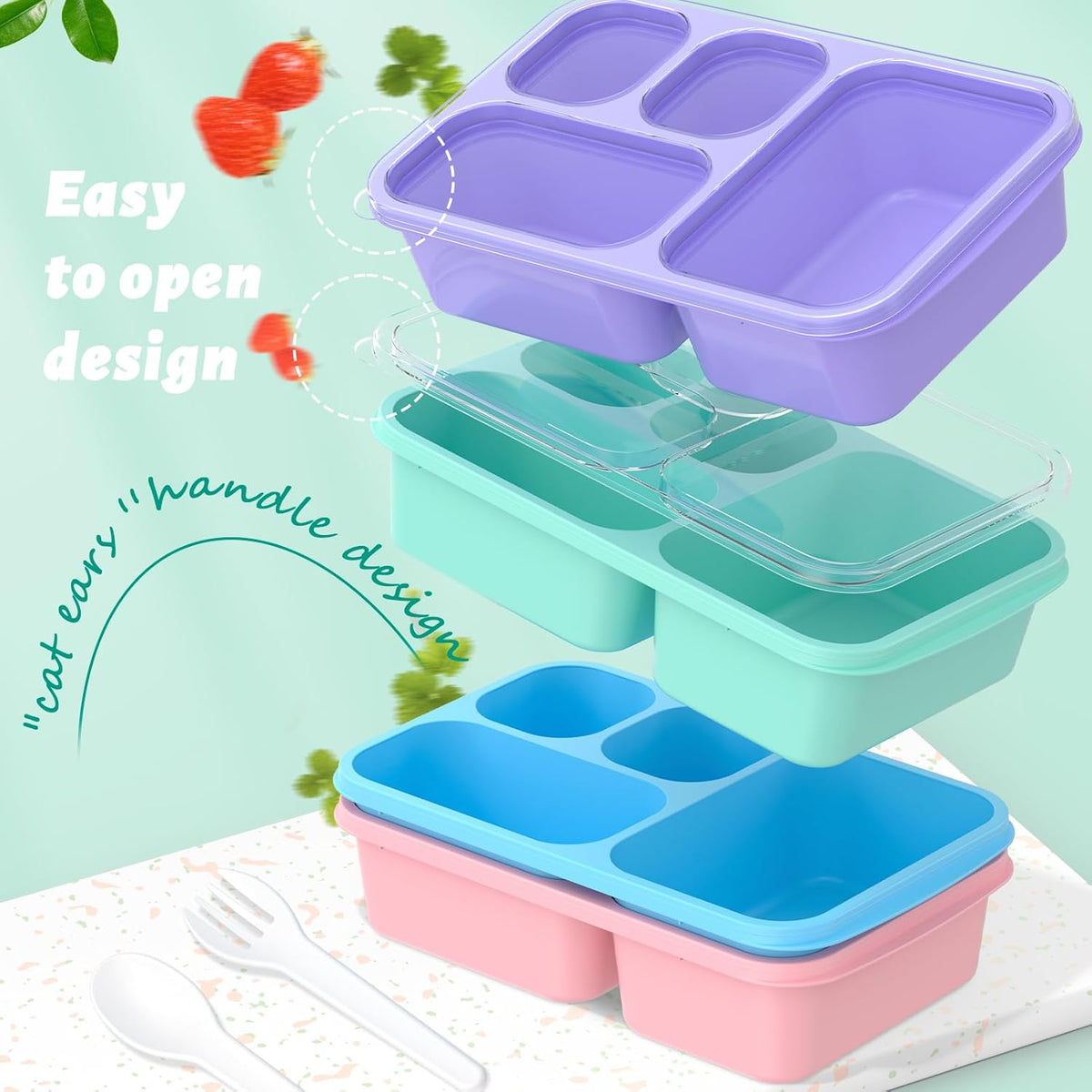 BentoBox - Set de 4 Lunch Box à 5 Compartiments