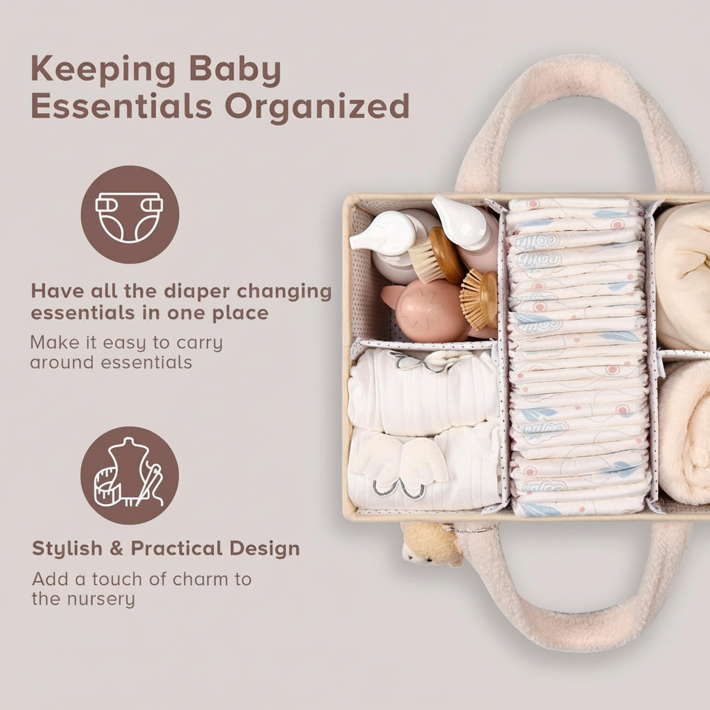Plush Sherpa Baby Storage Basket with Dividers