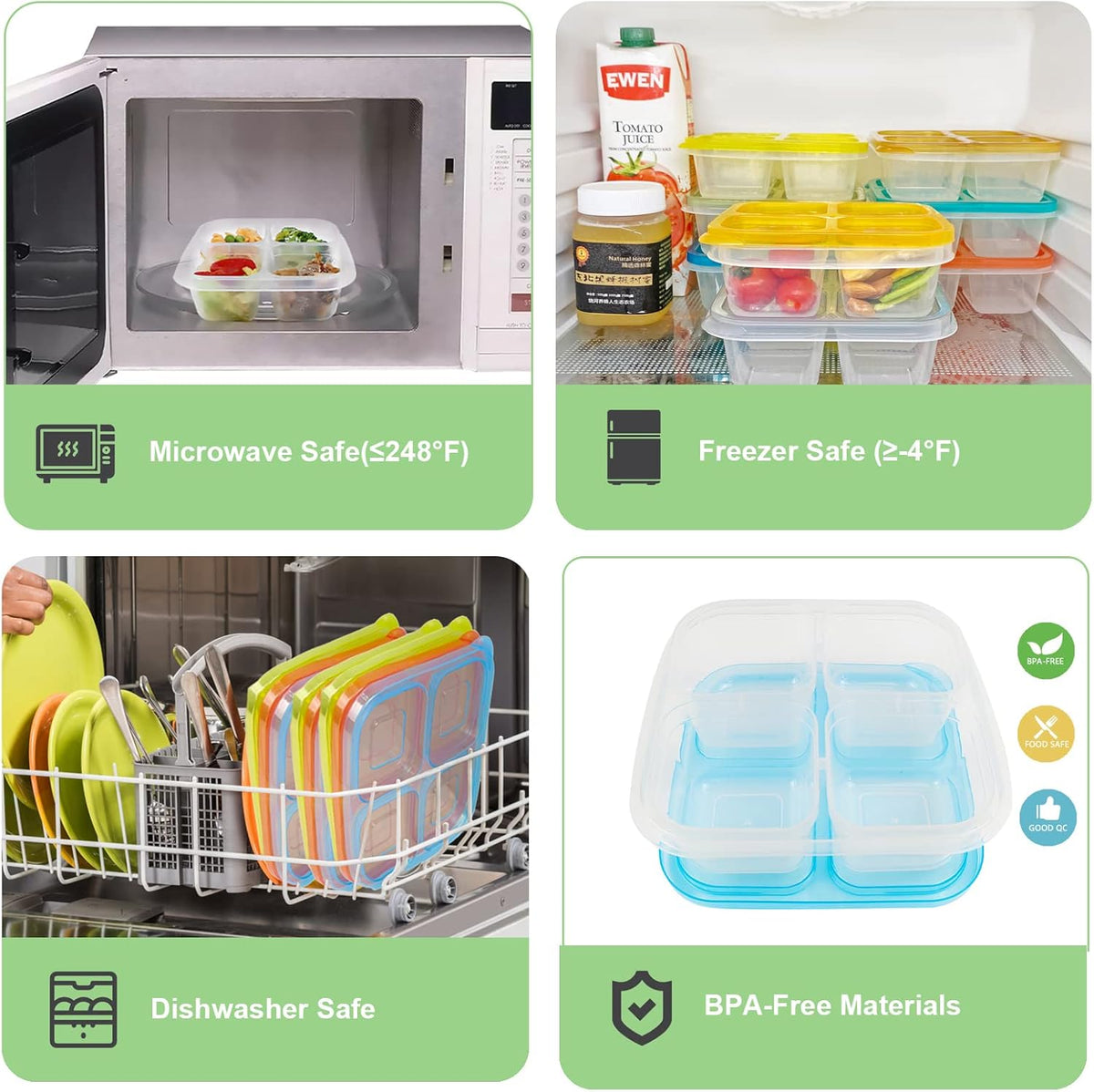 EcoMeal - Set de 6 Lunch Box Étanches Réutilisables
