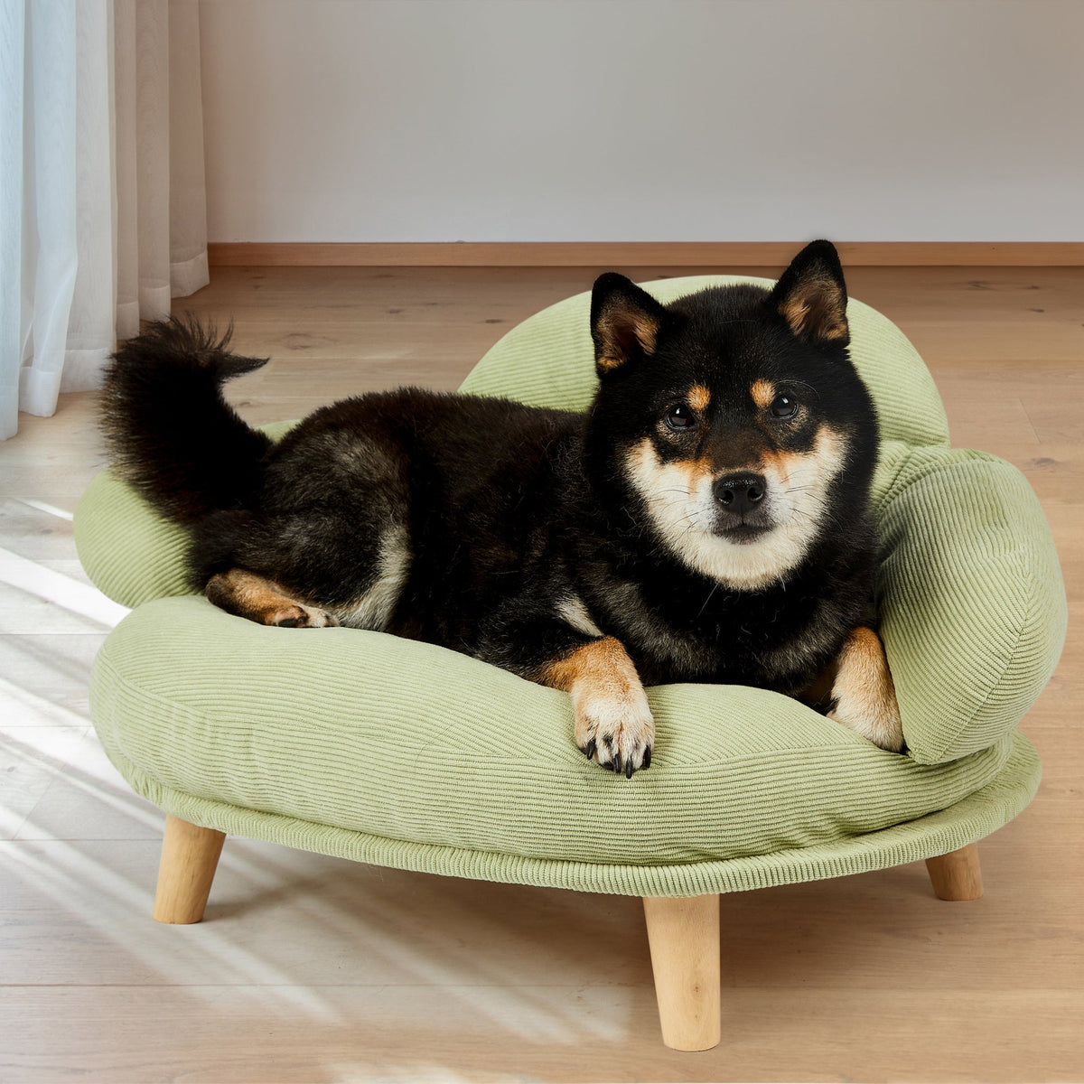 Canapé surélevé pour chien et chat, pieds en bois
