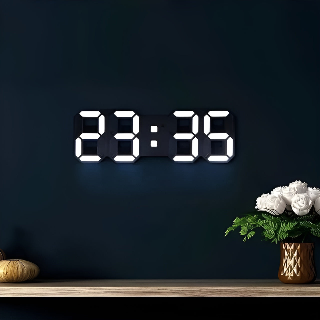 Digital LED Wall Clock with 3D Effect