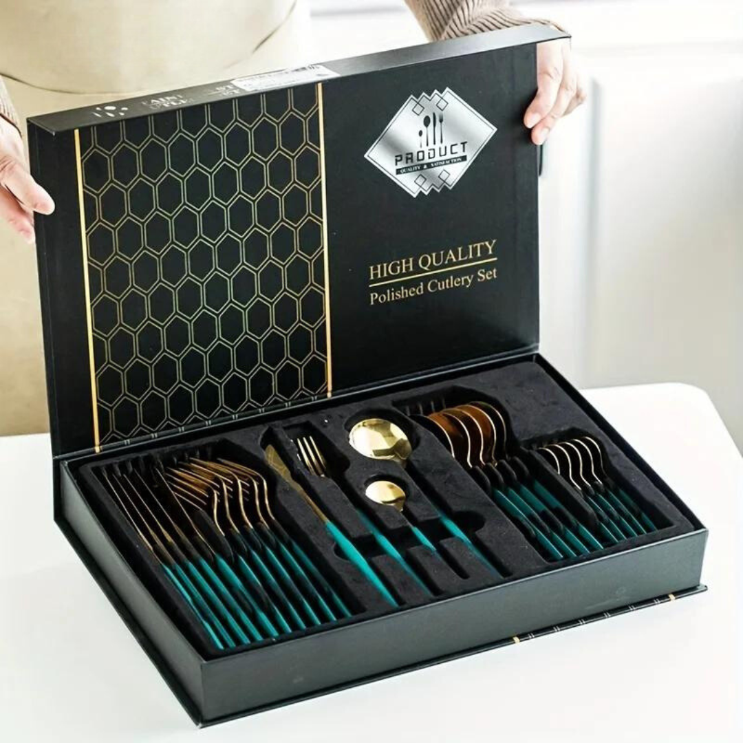 Ménagère Festive 24 Pièces en Acier Inoxydable