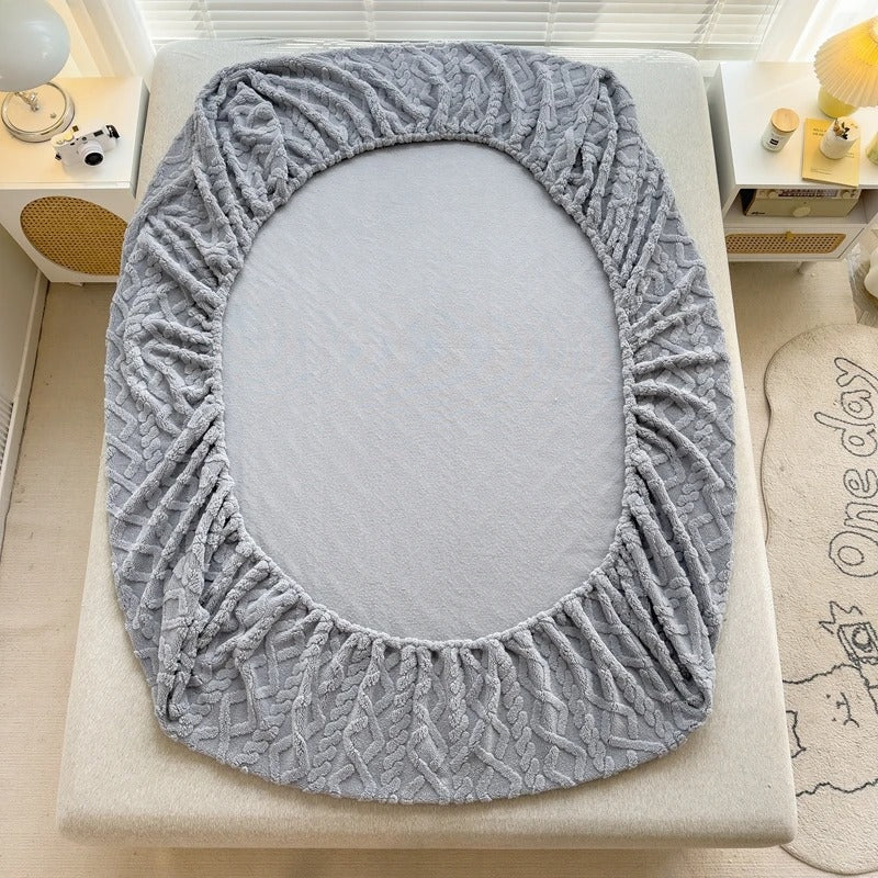 Thick Plush Velvet Fitted Sheet, 25 cm Deep Pocket
