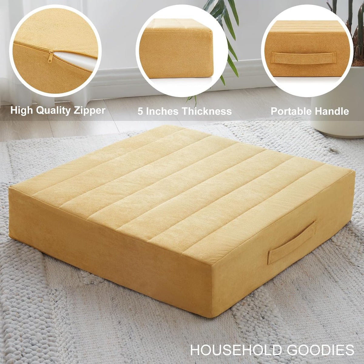 ZenCushion - Coussin de Sol à Housse Plissée