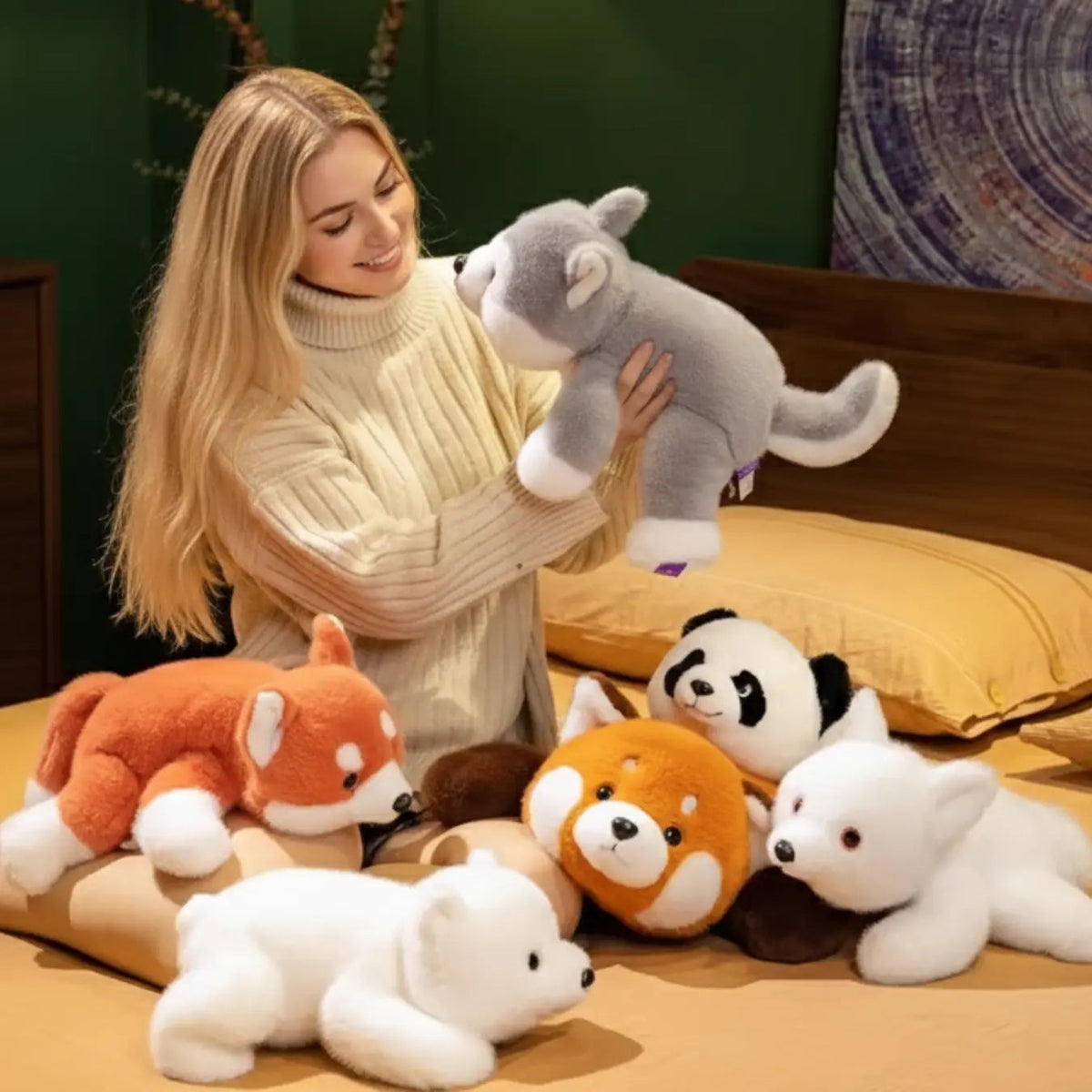 Peluche animal à fourrure douce, 40 ou 50 cm