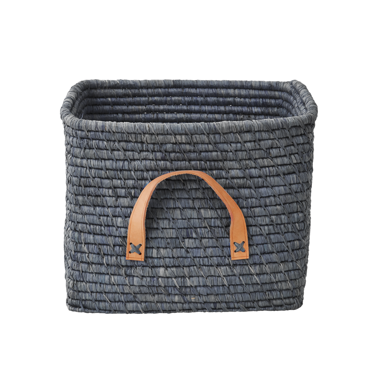 RaffiaStorage - Panier de Rangement en Raphia Bleu