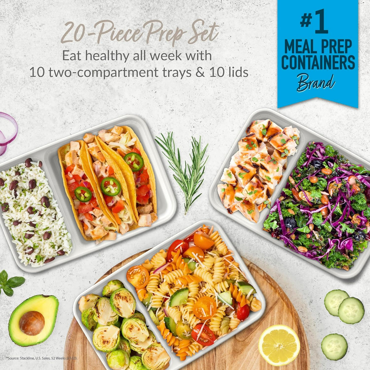 EcoBox - Set de 20 Boîtes à 2 Compartiments